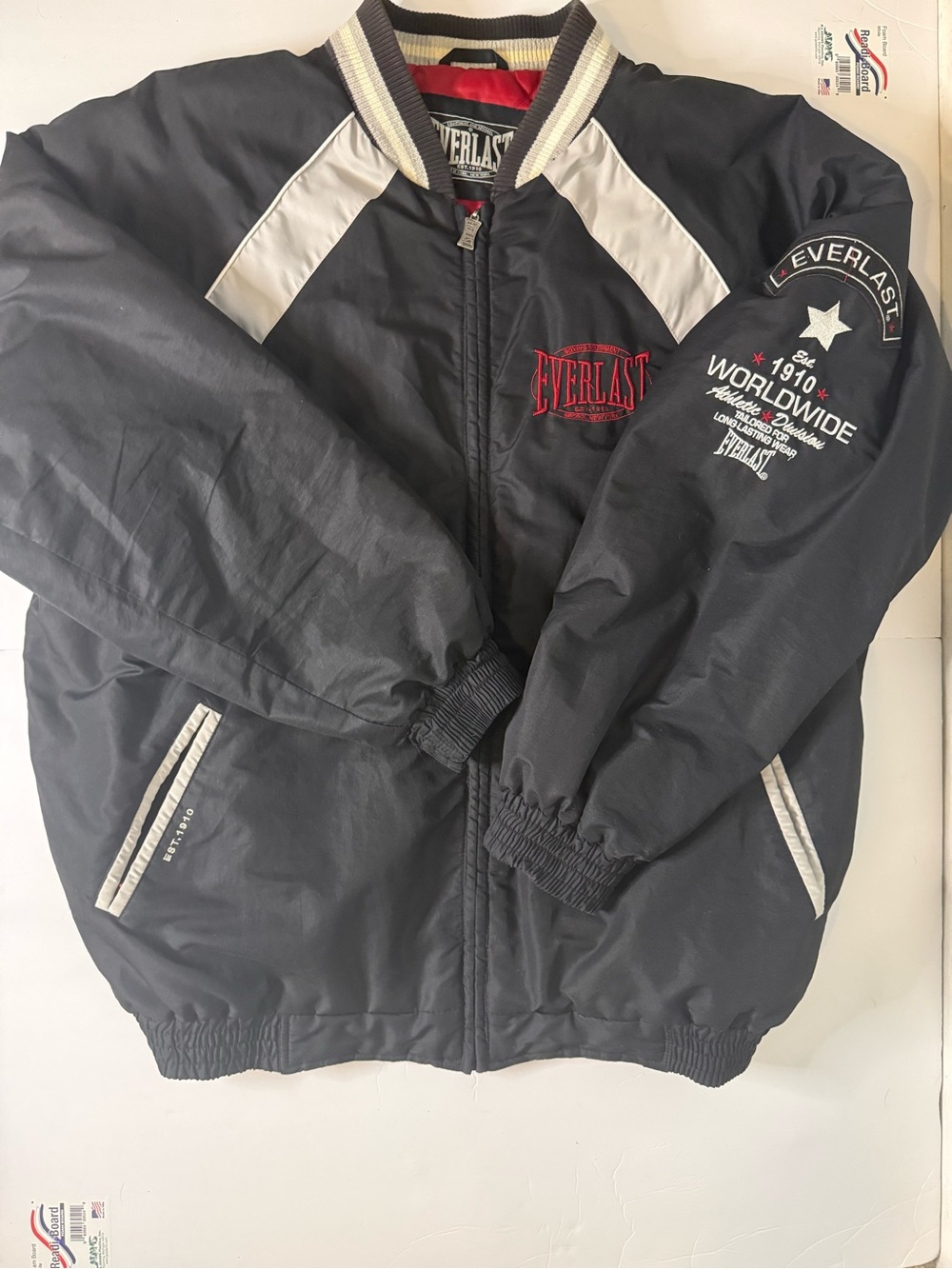 Everlast Black Jacket with White Trim and Red Logo